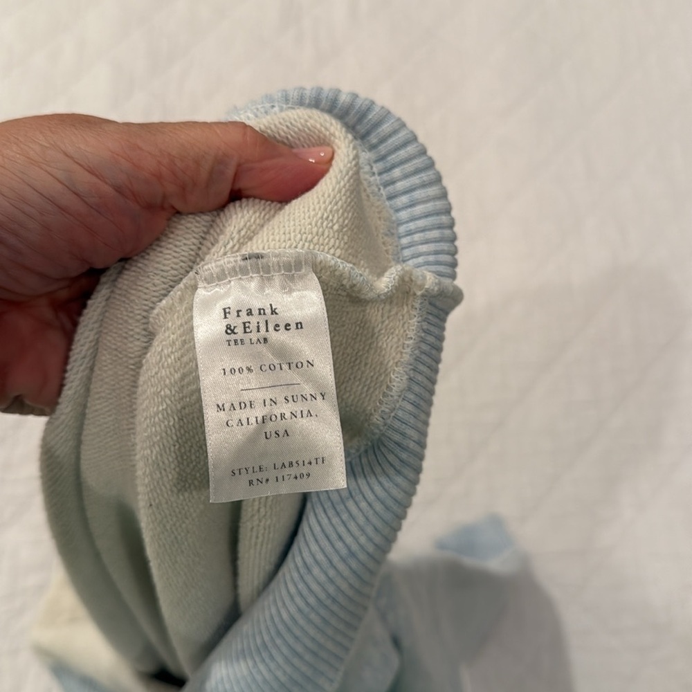 FRANK & EILEEN TEE LAB MINERAL WASH BLUE HENLEY PULLOVER 100% cotton OVERSIZED - Picture 6 of 8